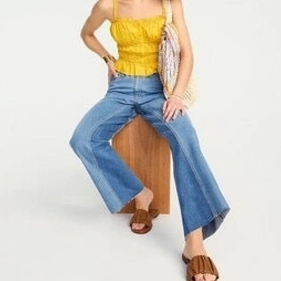 J. Crew Jeans Slim Wide Leg Indigo Patchwork Wash 25 - Picture 2 of 10